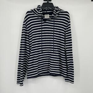 J Crew Factory Navy striped Pullover Hoodie Mens Size Small S